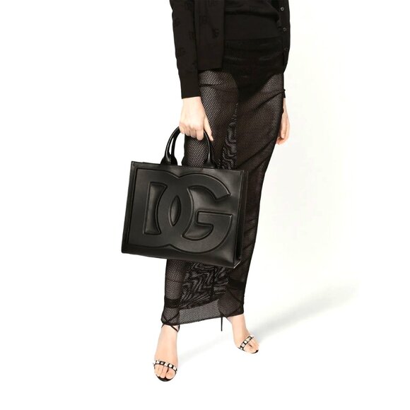 Dolce & Gabbana Beatrice DG Embossed Logo Calfskin Tote – Black - Picture 6 of 11